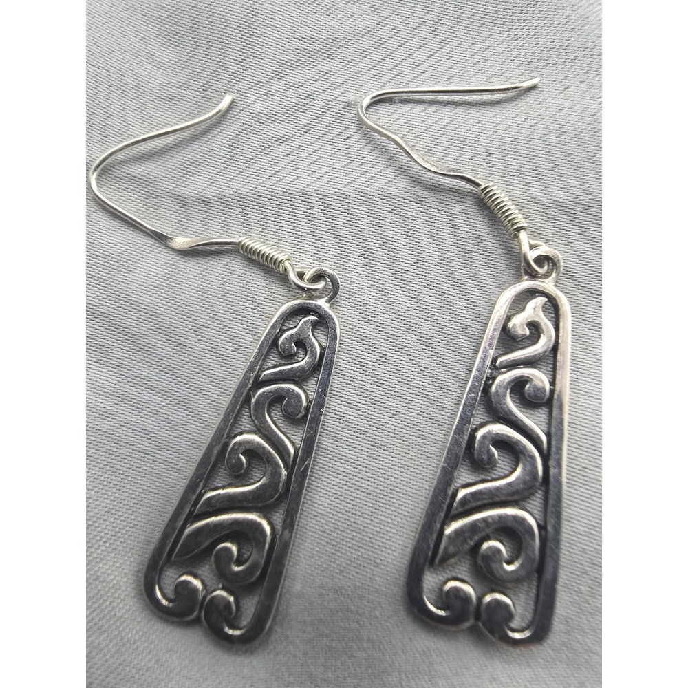 Vintage IBB Earrings Sterling Silver Filigree Scroll Dangle Drop 925 Pierced